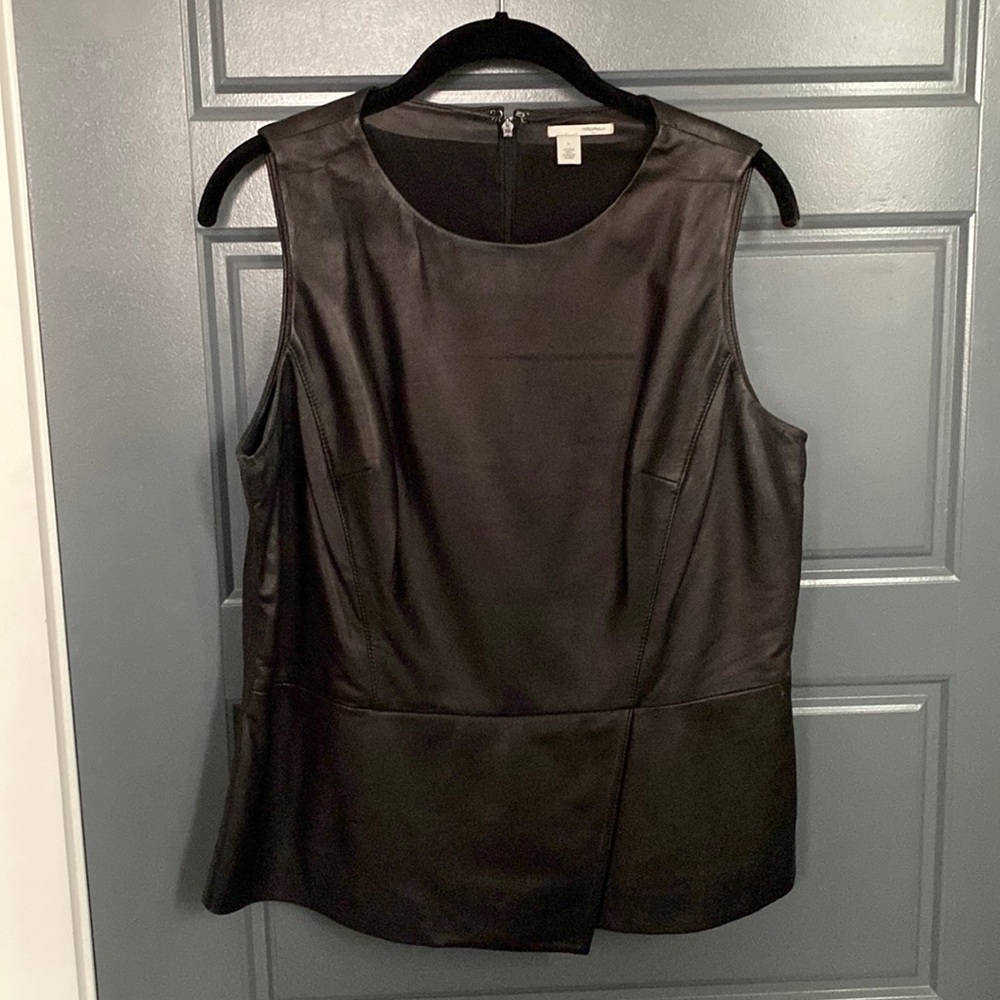 Halogen Black Faux Leather Sleeveless Tank Top